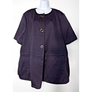 Club Monaco Large Trench Coat Jacket Duster Black Short Sleeve Collarless Posh